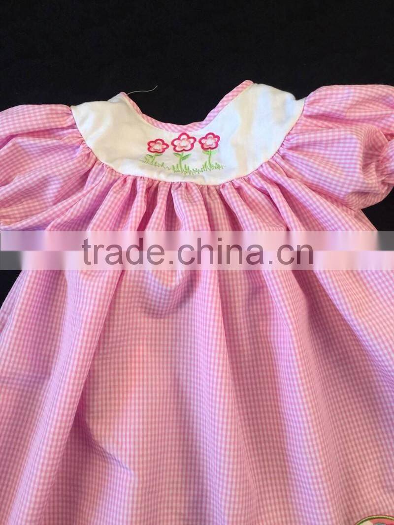 Girl Pink Easter Swing Top With Rabbit Embroidery, Cute Girl Summer Dresses Top LBYTZ001-11