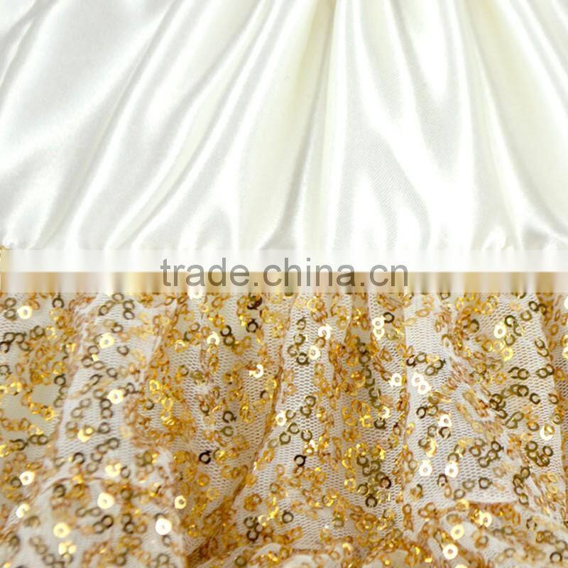 Tulle Sequin Puffy TuTu Skirt Baby Girl Gilttery Golden Sequin Dance Wear Girls Fashion Dress With Ribbon Bow DR6011507