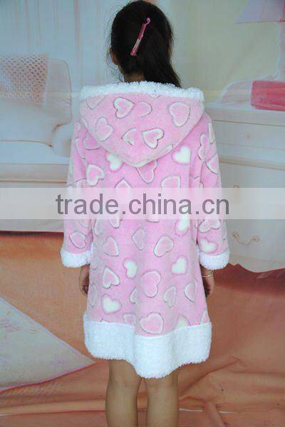 girl's 100%polyester coral fleecepajama/bathrobe