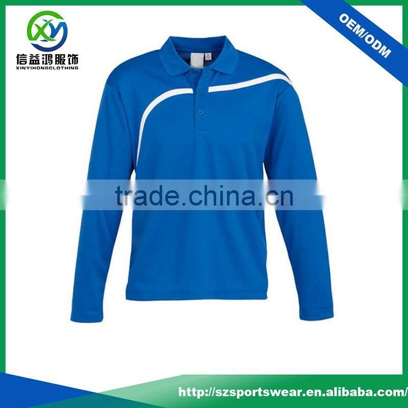 100% polyester Long sleeve mens Dry fit sports polo shirts