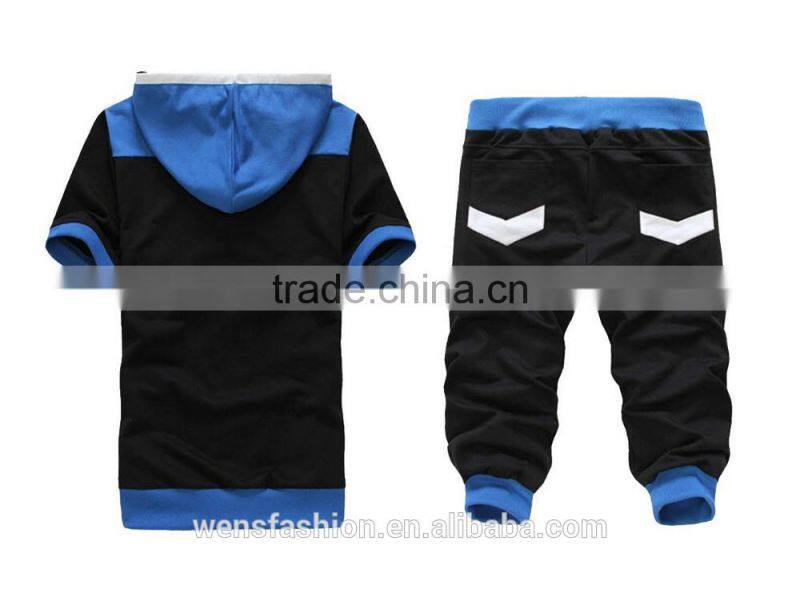 Custom Latest Design Men's sports set hoodies zipper short sleeve Tracksuits