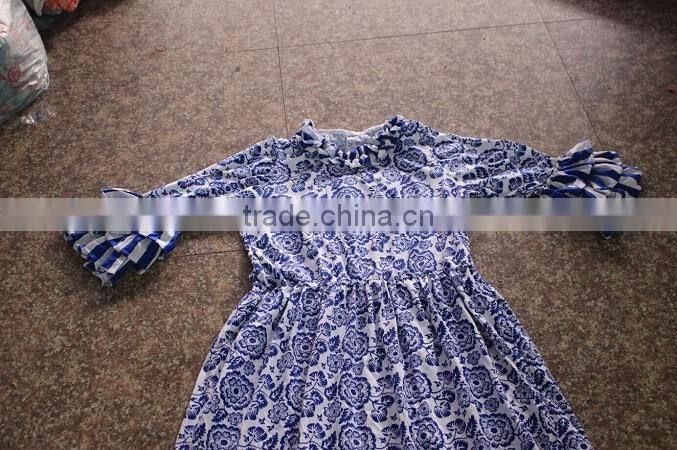 kids wear Party Dresses child Cotton Frocks Design teen girl Ruffle Matching Dresses baby girl Floral Print Clothing