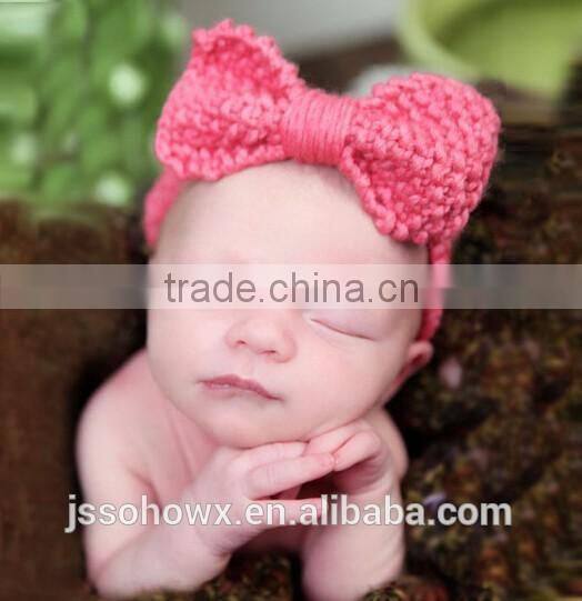 big bow crochet wide headband for babies, crochet baby headband