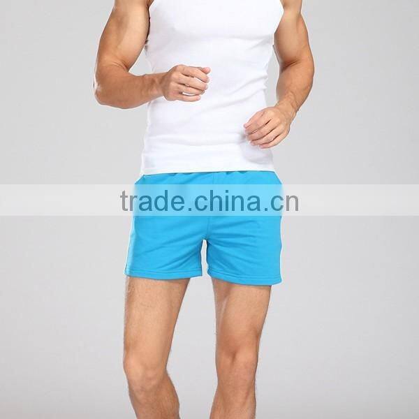 mens 100 cotton casual running beachwear tight super short knitted pants with draw string
