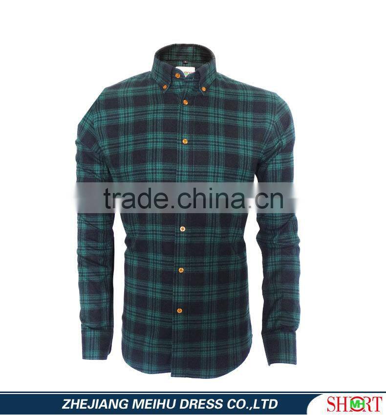 2017 latest shirts pattern for men flannel plaids with button down collar