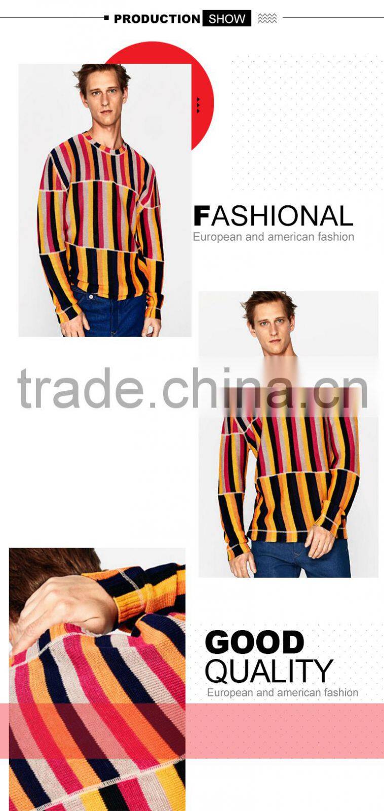 2017 novel bright stripe new pullover mens latest sweater design with high quality