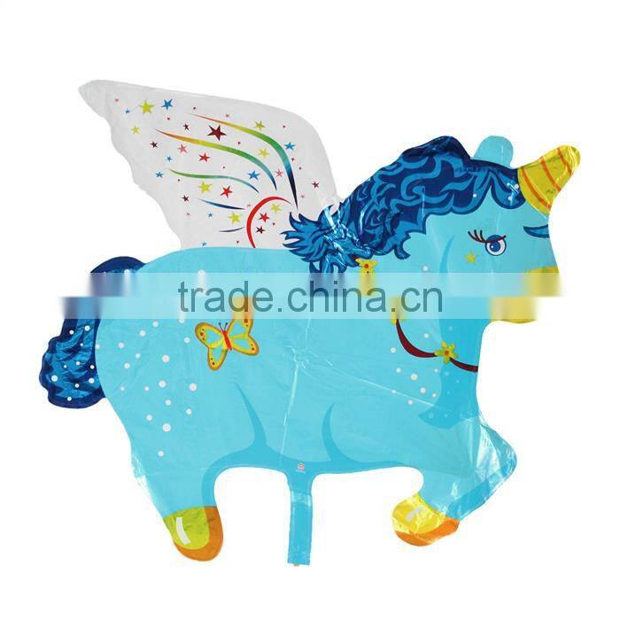 Aluminium Foil Balloons Party Decoration Unicorn Pegasus Blue Butterfly Pattern