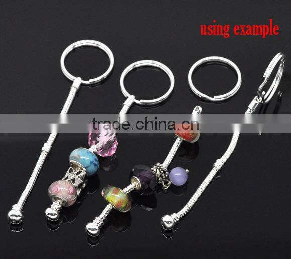 Wolesale 5 PCs Silver Plated Key Chain&Key Rings For European Beads 10cm
