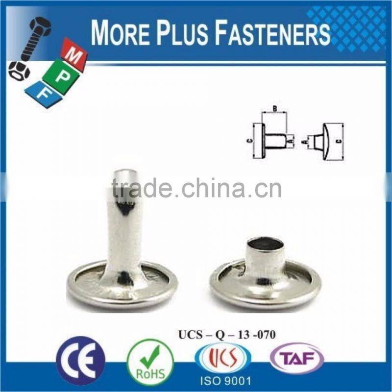 Made In Taiwan Double Capped Rivets Gilt Brass Medium Black Steel