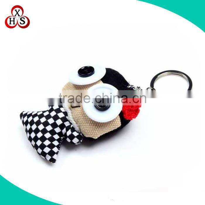 customized cute big eyes handmade animal cotton keychain