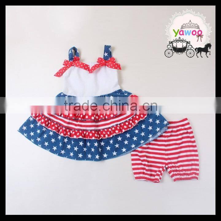 2016 new designs elastic waist red stripe baby girls shorts 4th of july icing shorts kids independence day wear