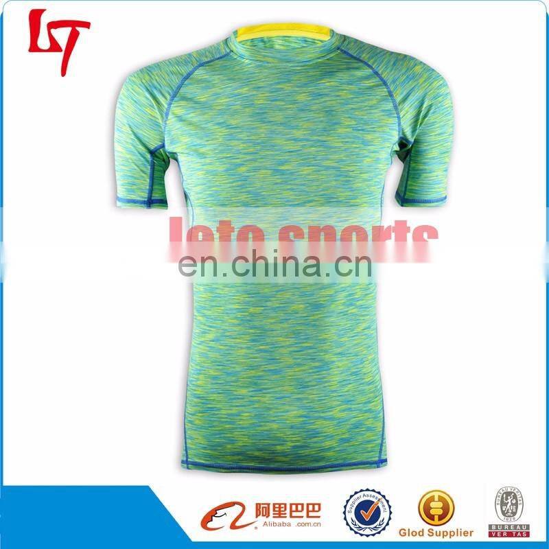 Men Cotton Compression Crew Neck Tee Top 95% cotton 5% Spandex men gym wear fitness tank top cotton compression shirt