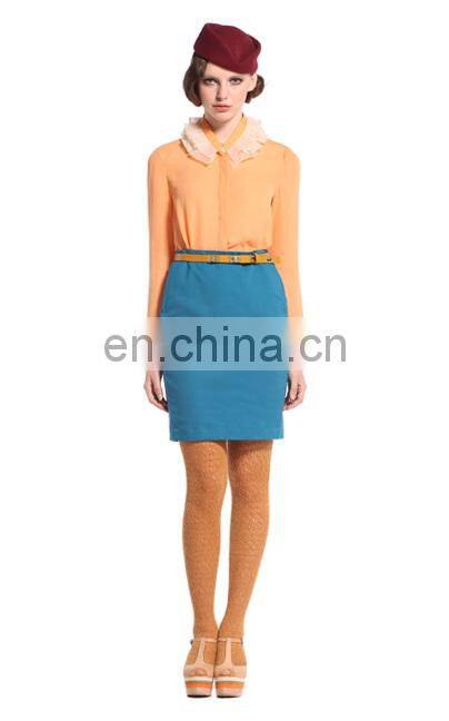 2014 elegant autumn european fashion style cotton single color high waist pencil midi pattern skirt for women