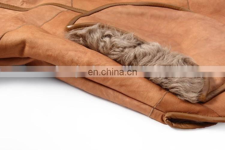 Fashion Design Fox Fur Collar Sheep Fur And Skin Jacket Short Sleeves Fur Coat Trend Winter Fur Dress