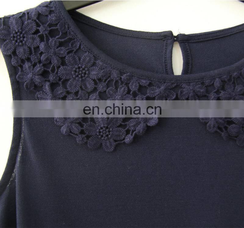 women's 1/4 no sleeve lace top with Polyester