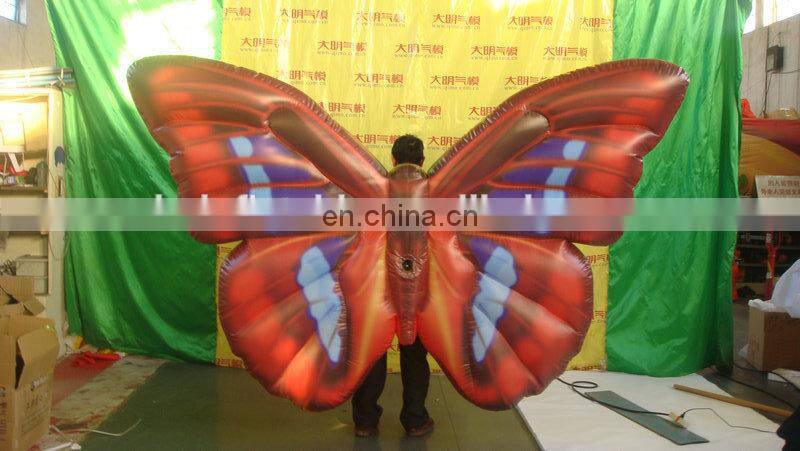 new style customized printed funny inflatable wings costume of butterfly
