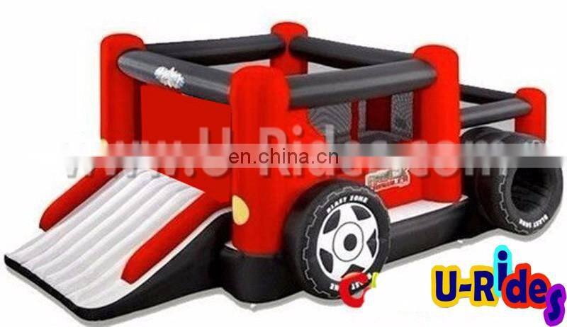 PVC Tarpaulin inflatable car bouncer castle inflatable castle with slide indoor bouncing castles for park