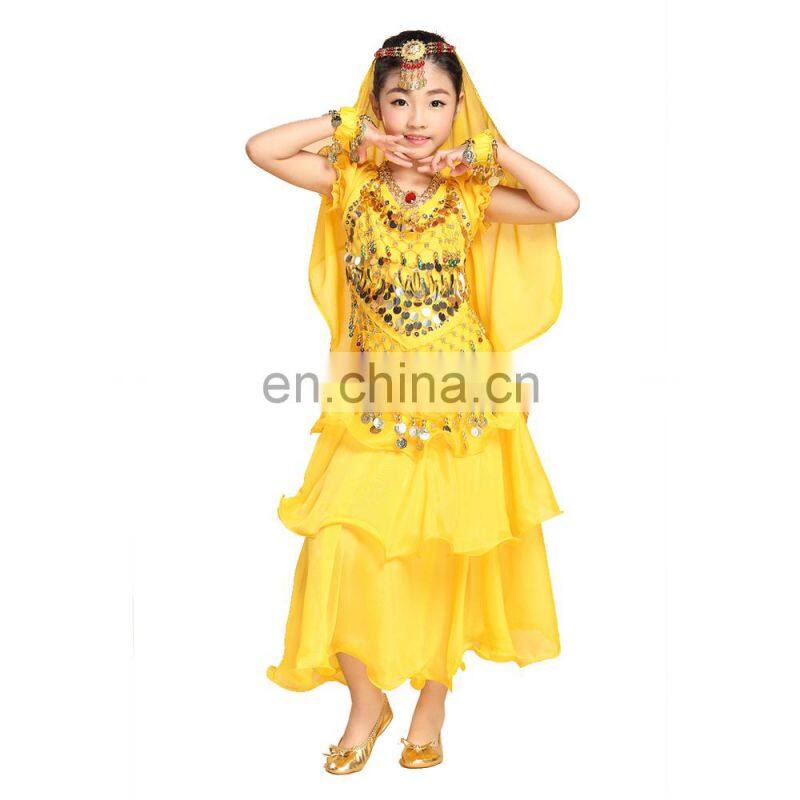 BestDance belly dance costume for kids Top 3 Layers Skirt Hip Scarf Veil Scarf