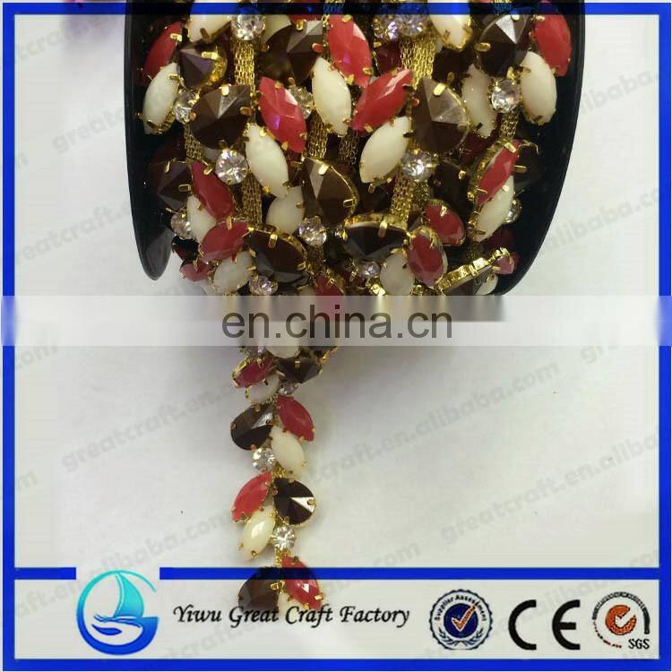 wholesale strass crystal rhinestone cup chain trimming close cup chain