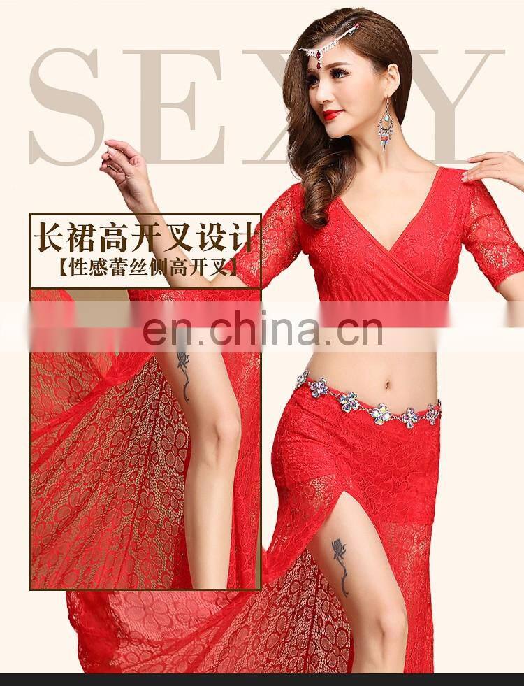 T-5154 Sexy high quality lace egyption stage belly dance costume set