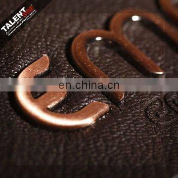 custom private metal casting brand logo label leather patches for jeans