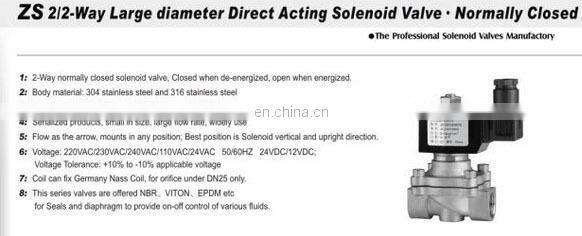 Solenoid Valve -- Zs Series Stainless Steel (3/8''~2''& FlangeType )