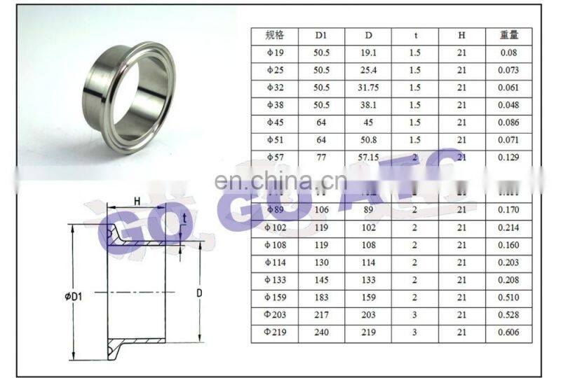A set of 38 mm Pipe O/D Sanitary 5-1/2 " 316 stainless steel pipe stainless tube sizes stainless steel flanged tee