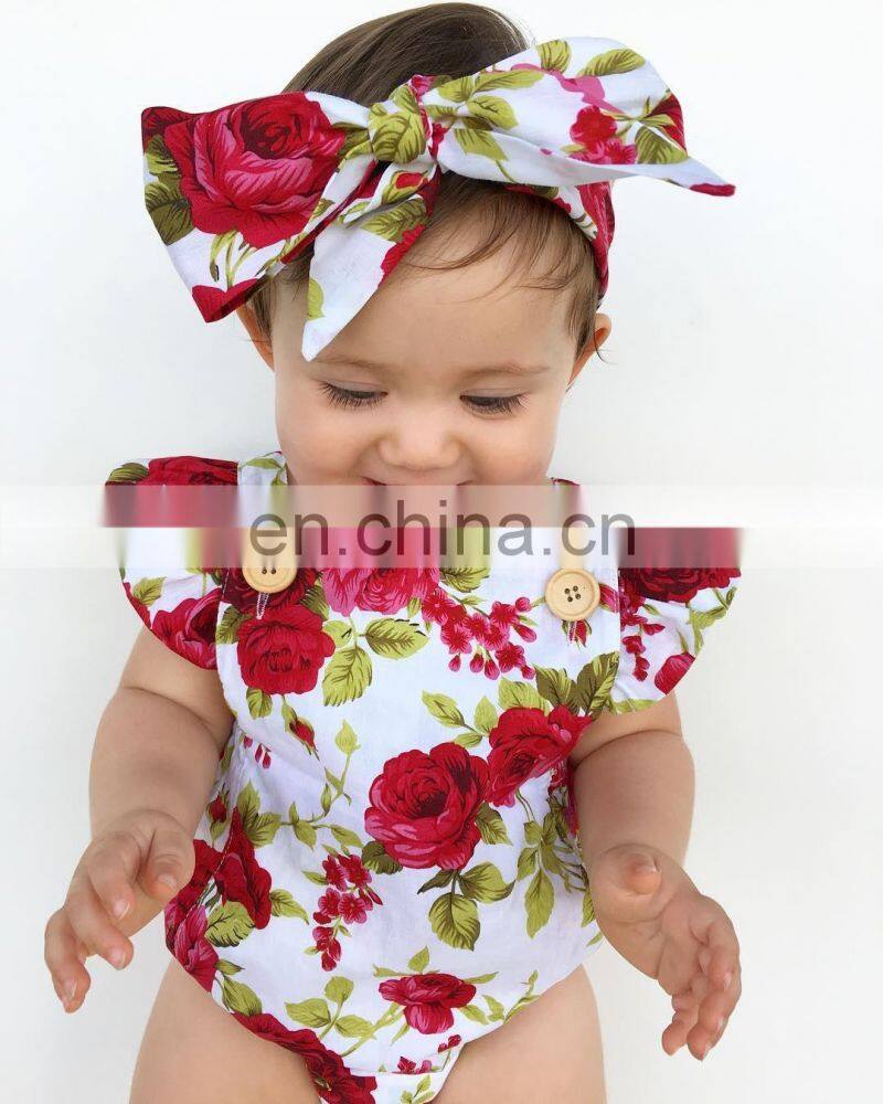 Beautiful Summer Newborn Baby Bodysuit Floral Cotton Infant Rompers