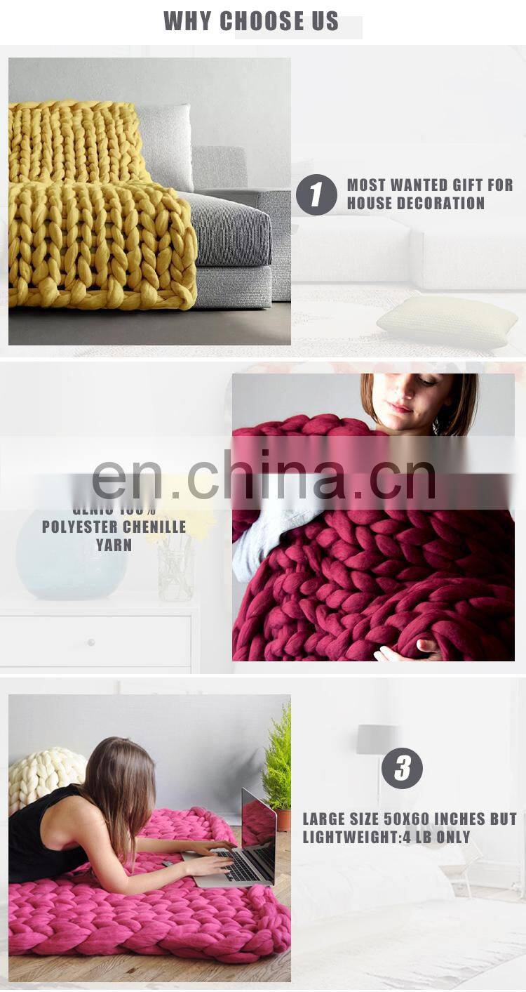 100%polyester free sample custom logo  knit throw blanket for spring autumn