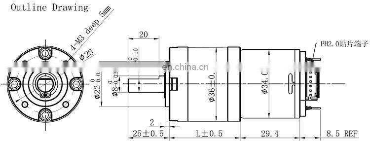 Chihai Motor CHP-36GP-3429K-ABHL DC Magnetic Holzer Encoder Planetary Deceleration Gear Motor 12.0V 6.0v Flange with mounting