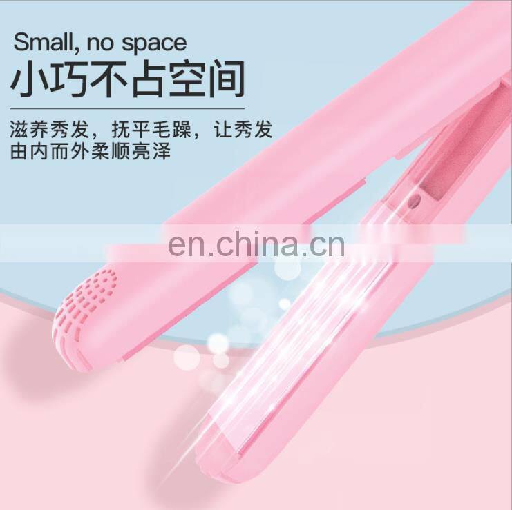 Portable mini hair straightener and wireless flat iron rechargeable cordless hair straightener