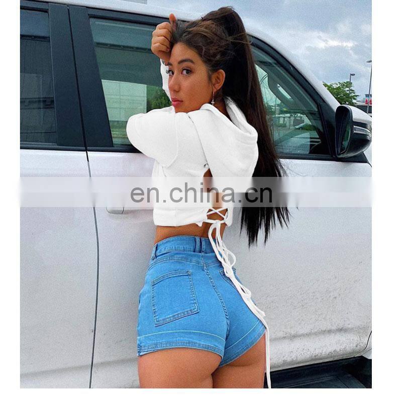 Wholesale custom spring and autumn new lace-up hollow cropped hooded sweater