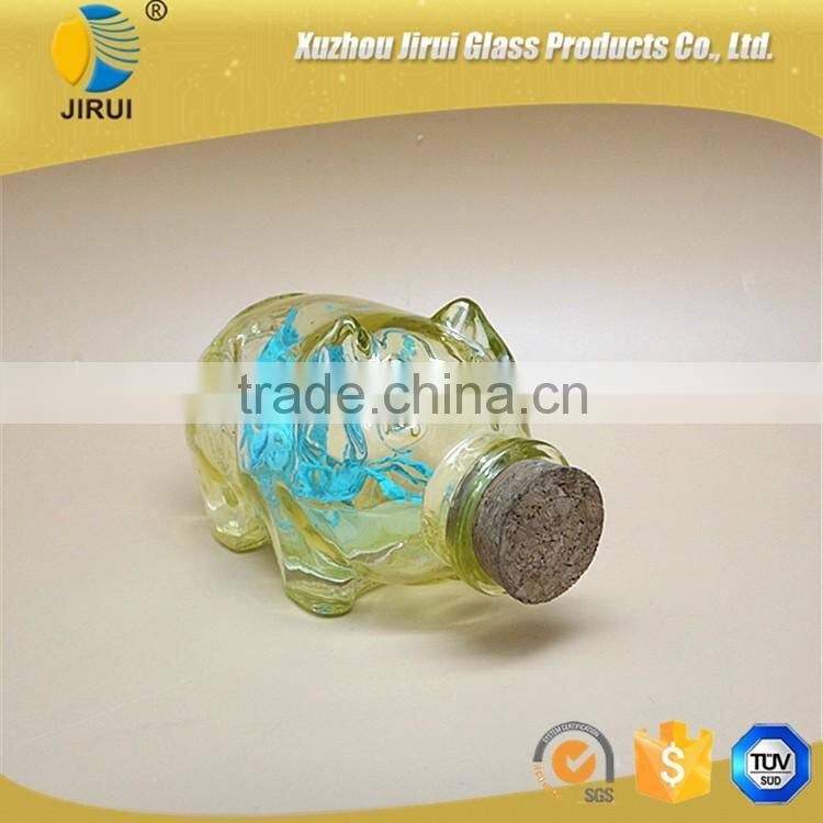 pig shape clear decoration glass bottle wholesale