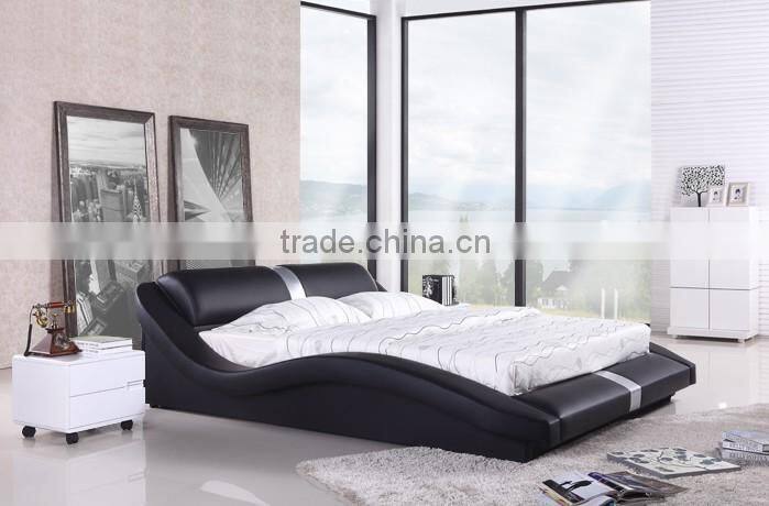 black color Modern leather bed