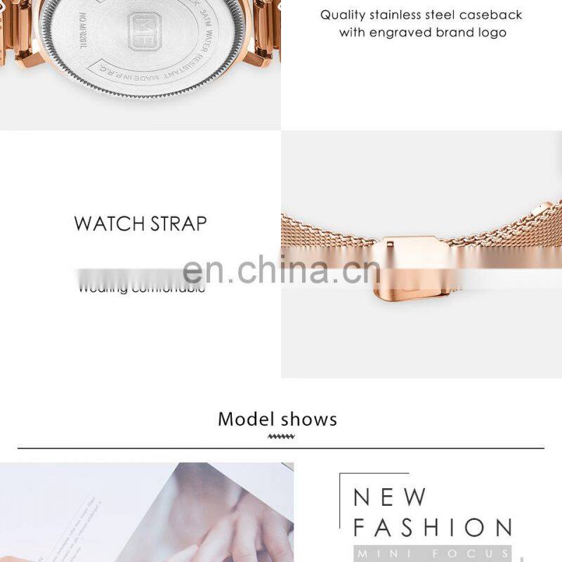 MINI FOCUS 0261L Brand Luxury Women Watches Waterproof Fashion Quartz Ladies Wristwatch Stainless Steel Watch