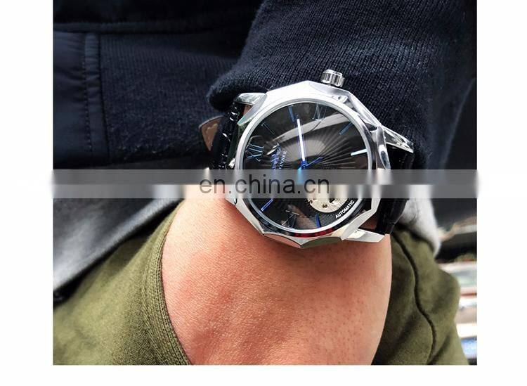 WINNER 199 Men Automatic Mechanical Movement Luminous Display Watch Low Price Fashion China Leather Band Watch