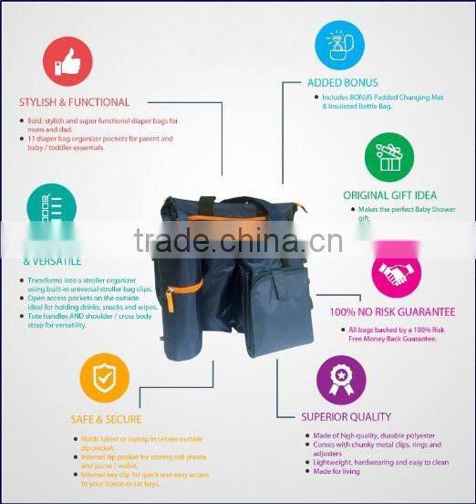 Popular Diaper bags mummy baby bag with Changing Mat & Bottle Bag