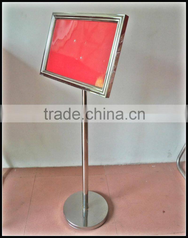 Retactable Silver stainless steels sign display stand-floor stand-manu sign board