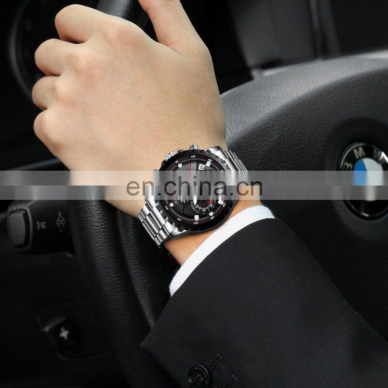 NIBOSI Quartz Watch Men Blue Casual Fashion Chronograph Mens Watches Top Brand Luxury Big Dial Watch Relogio Masculino