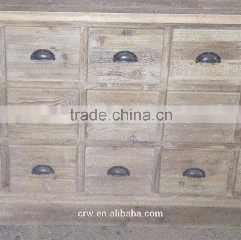 RE-1526 Vintage Living Room Furniture Recycled Elm Cabinet with 18 Drawers