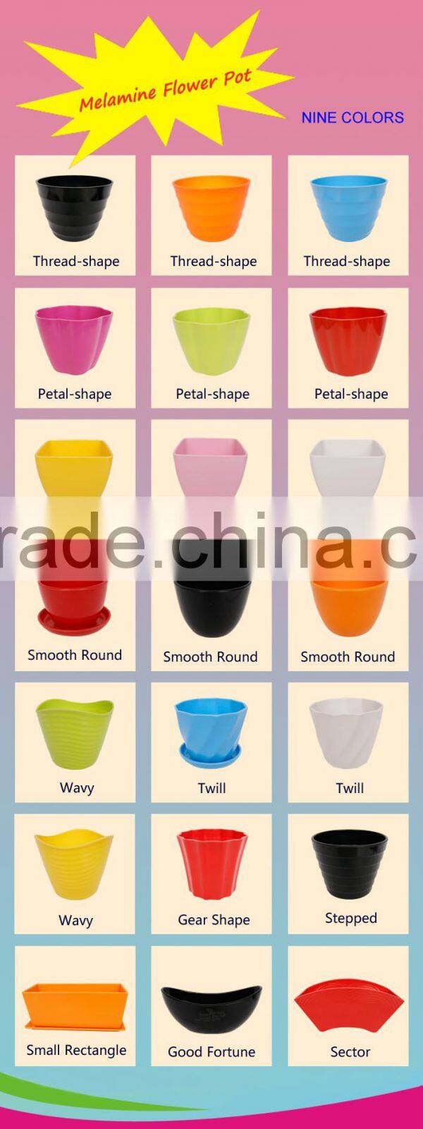 classical design plastic flower pot Straight barrel round melamine flower pot 1424