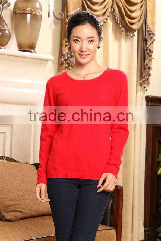 100% cashmere women's crewneck basic sweater
