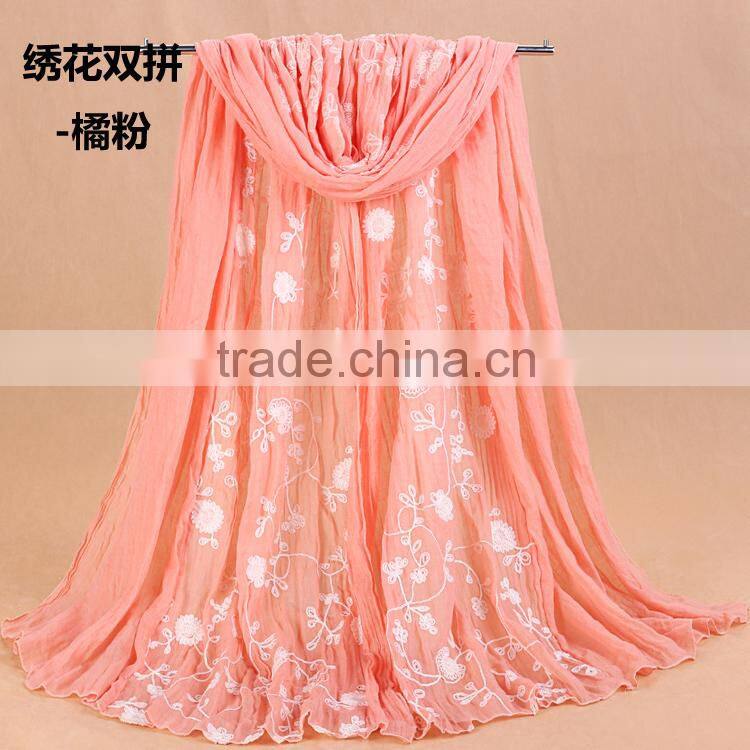 Wholesale Autumn Spring Beautiful Fashion Women Embroidery Shawl Scarf