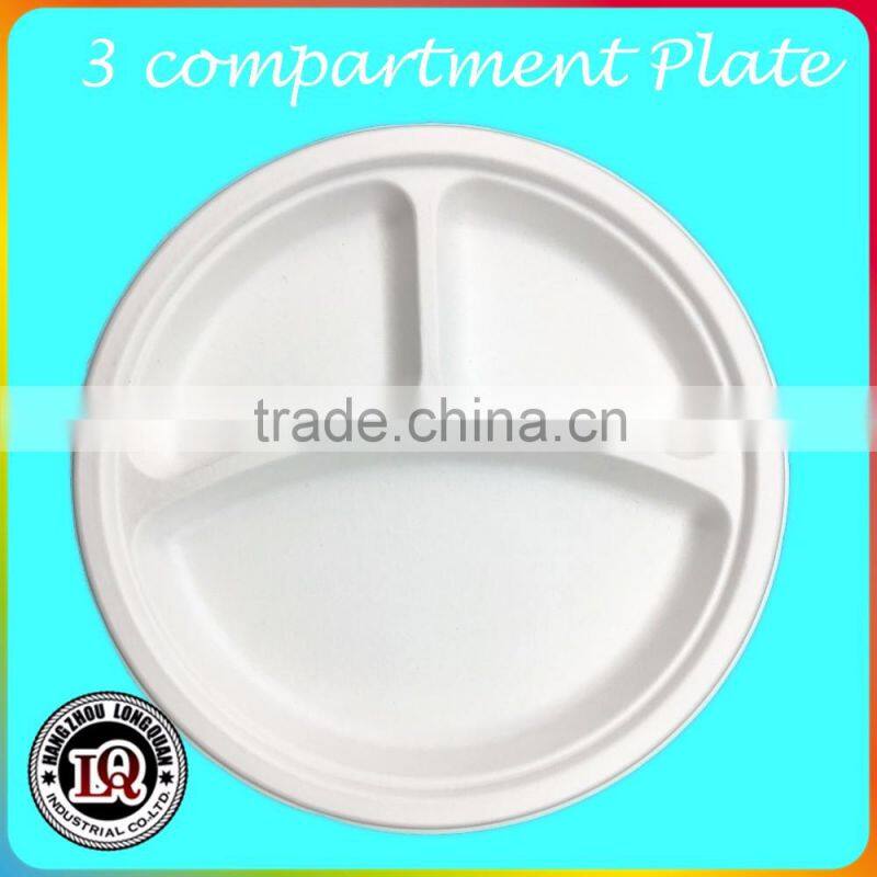 Bio Bagasse 3 Compartment Plate