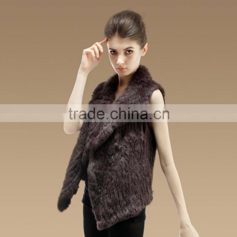 Wholesale 2015 Irregular Style Charmful Real Women Knitted Rabbit Fur Vest