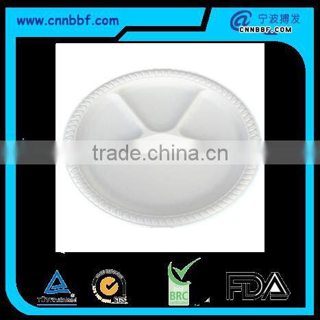 Disposable biodegradable corn starch tableware 11'' 4 compartment round plates