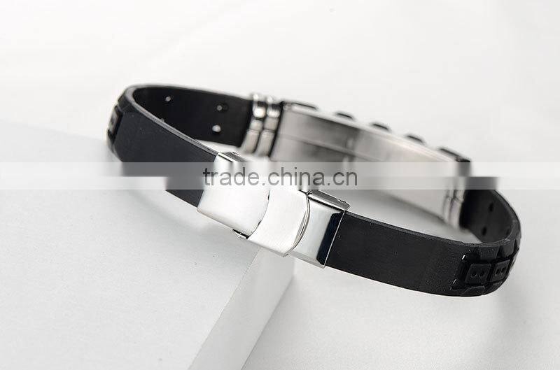 Black color custom shape silicone bracelets for men