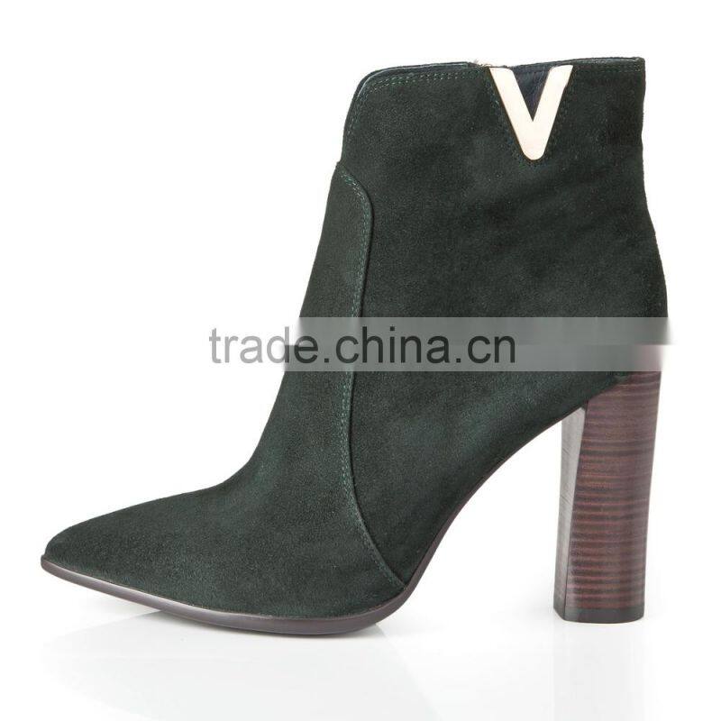 Fashionable American Women Wooden Heel Stiletto Boots Ladies