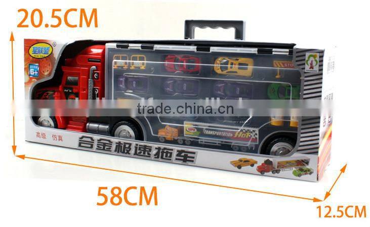 Advanced Portable alloy car,simulation alloy trailers,alloy toy diecast model car with 8 alloy cars