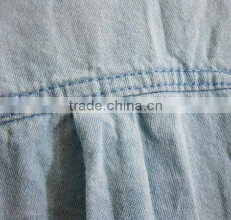 ladies cotton polo collar skirt solid color long sleeve jean blouse